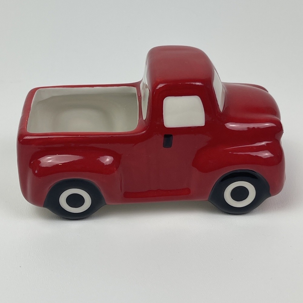 Ceramic Farmhouse Pickup Truck Open Bed Container Planter Glazed Red 6"